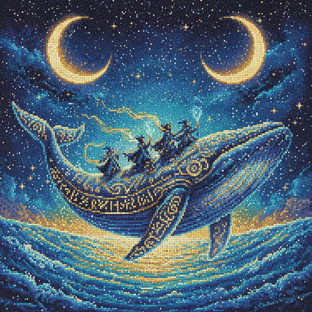 Whale & Twin Moons -Diamond Painting Kits