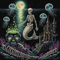 Skeletal Mermaid & Haunted Cauldron- Diamond Painting Kit