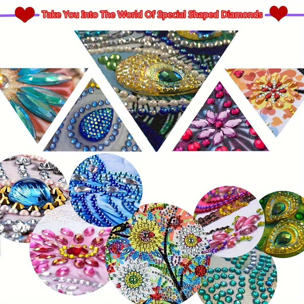 DIY Animal Diamond Painting Kit with Wooden Hanger And 3 Wall Hooks for Display Artwork Home Decor Craft Kit