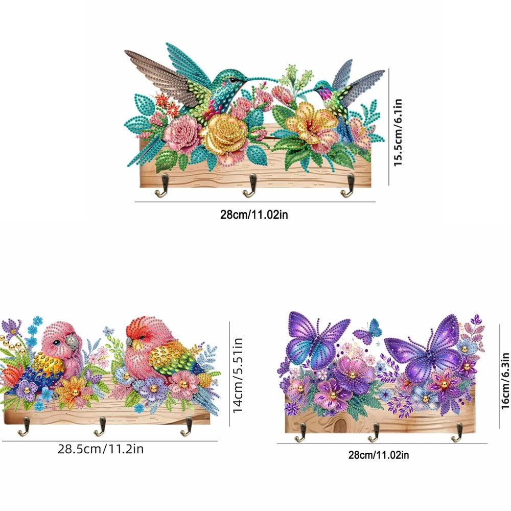 DIY Animal Diamond Painting Kit with Wooden Hanger And 3 Wall Hooks for Display Artwork Home Decor Craft Kit