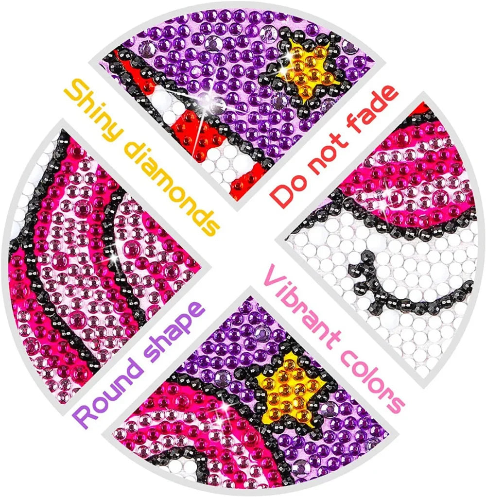 DIY Diamond Painting by Number Kits for Kids Cartoon Animal Crystal Diamond Embroidery for Up 5 Yesrs Old Children Gifts