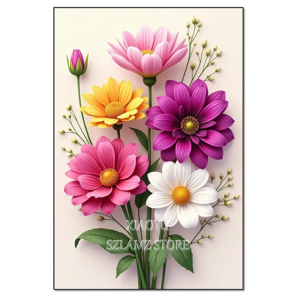 Large Size Bouquet Diamond Painting Kit Flower Diamond Mosaic Embroidery Cross Stitch Kit Art DIY Home Decor Gift