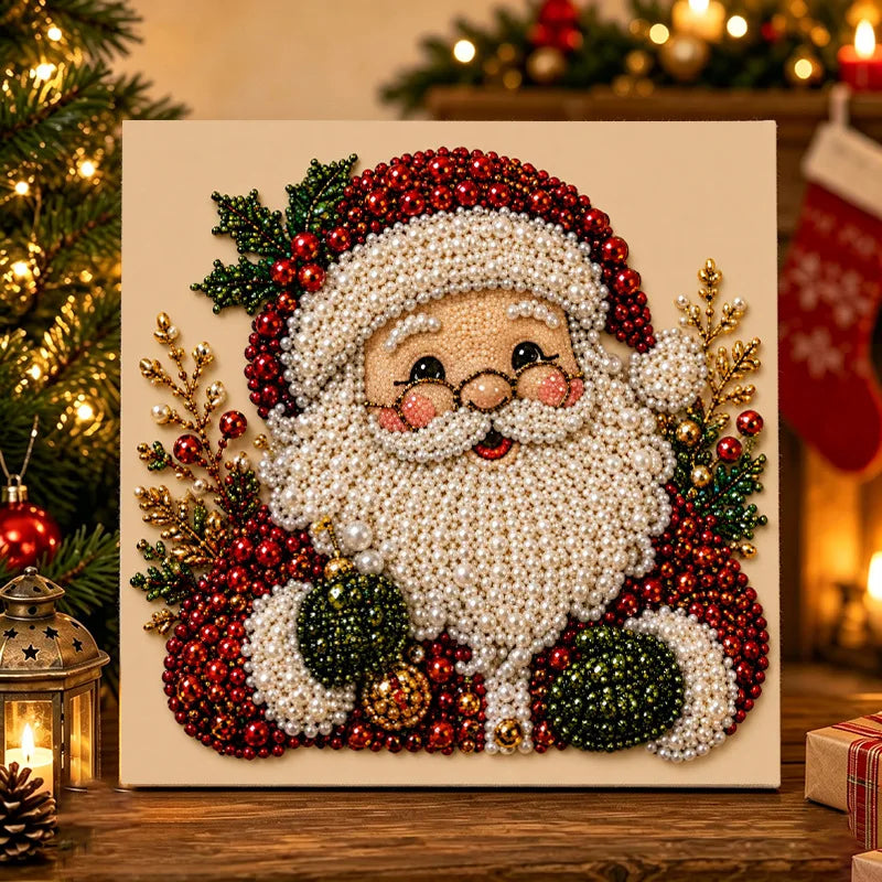 Christmas Pearl Painting Art Kit With Frame, DIY Pearl Art Craft Kit Diamond Dots Beads Handmade Painting For Home Decor Items