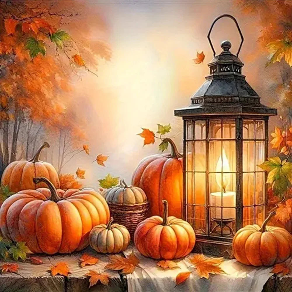 5D DIY Diamond Painting Pumpkin Full Square Round Mosaic Light Handmade Gift Craft Kit