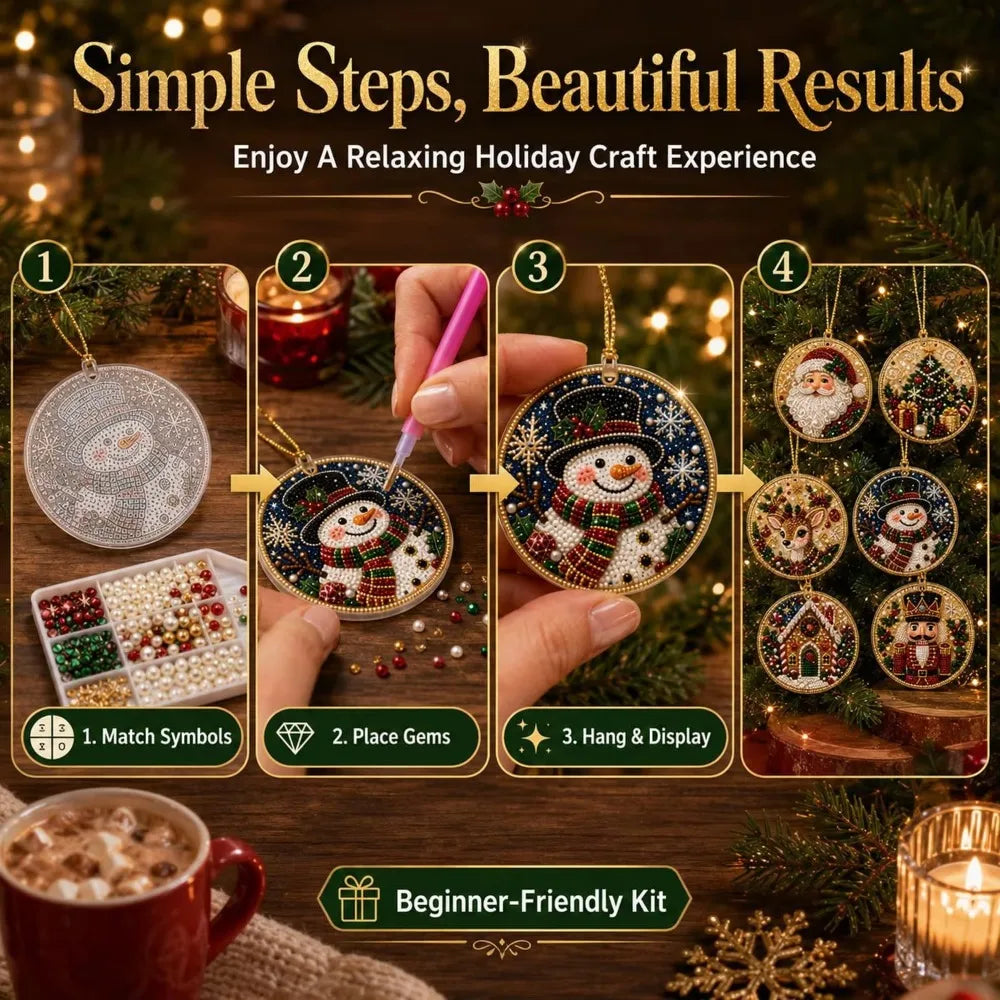 6-piece Christmas Pearl Diamond Painting DIY Kit Diamond Art Hanging Pendant Christmas Tree Decoration Handmade Crafts Gift