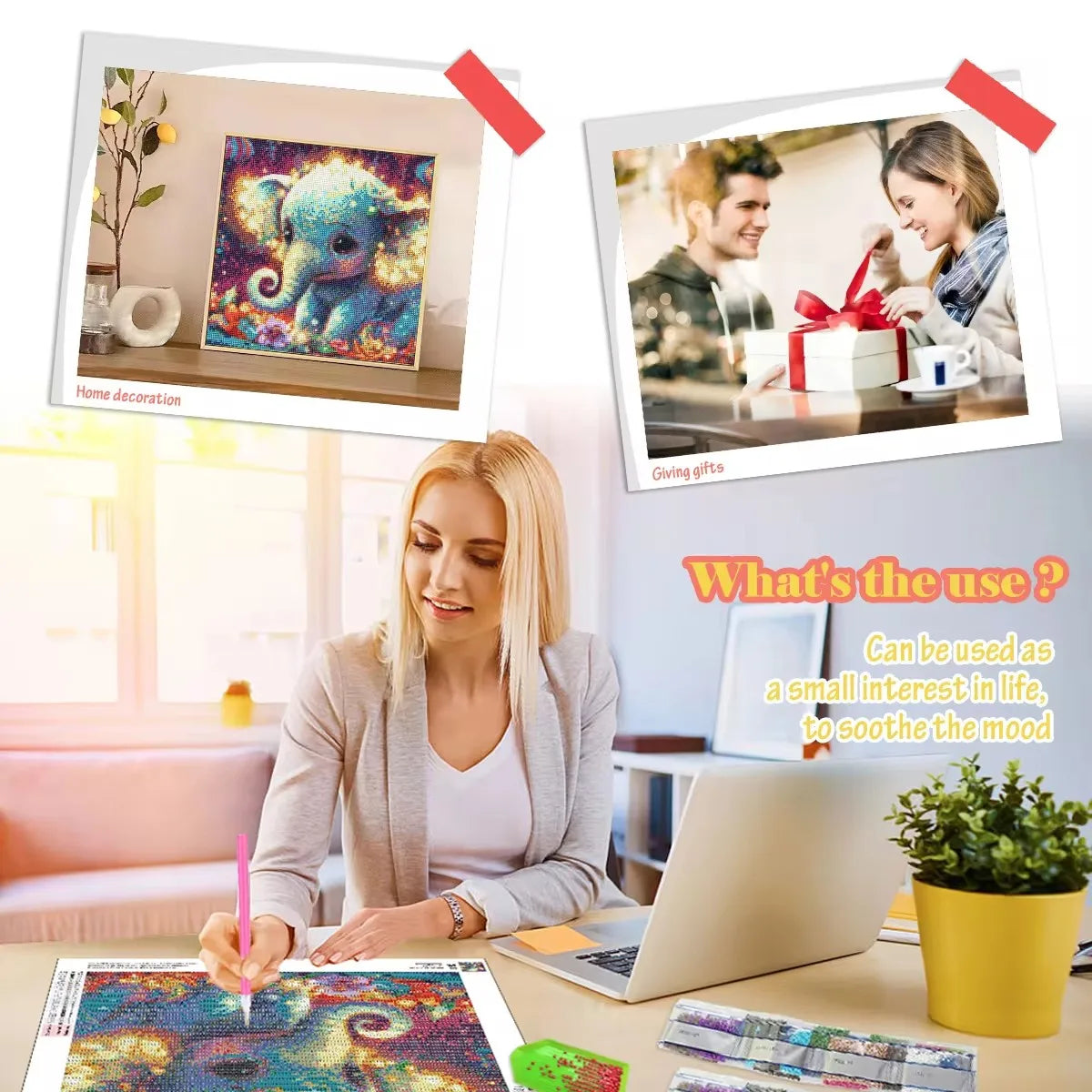 5d Diamond Painting Home Decoration Diamond Art Kits For Adults Elephant Full Round Diamond Art Painting Living Room Decor