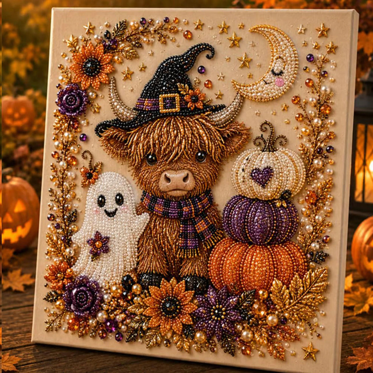 DIY Halloween Framed Diamond Art Pearl Painting Kit 7.87x7.87inch Pearl Diamond Dots Gem Art Craft Pearl Diamond Dots Painting