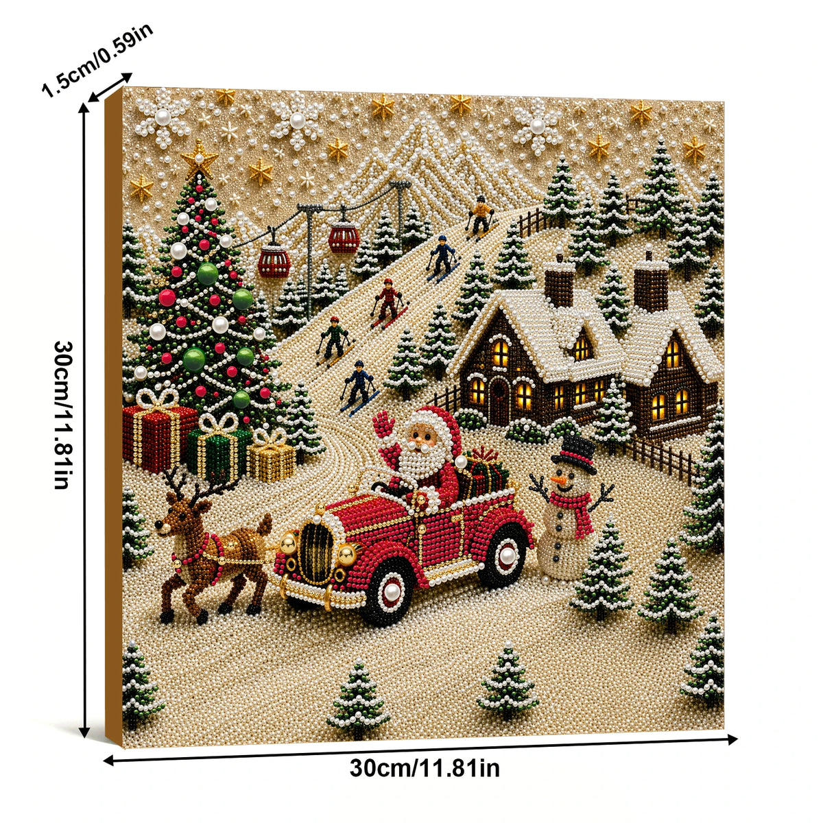 Christmas Pearl Diamond Painting Art Kit With Frame DIY Gemstone Diamond Dots Beads Craft Set Home Wall Art Decor Handmade Gift