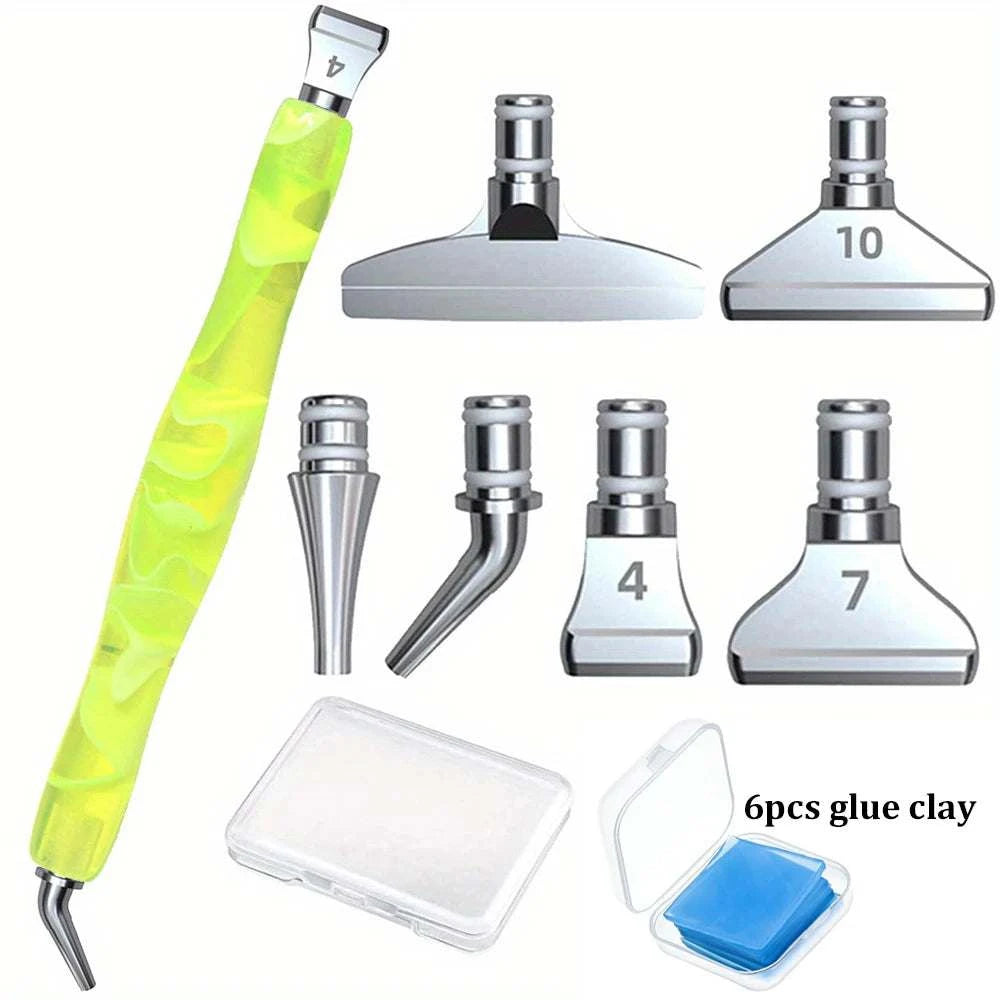 Diamond Painting Pen Accessories Tools Set Exquisite Stainless Steel Metal Pen Tips Ergonomic Art Drill 6 Painting Glue Clay DIY
