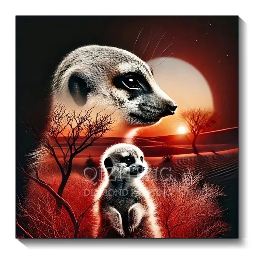 Diamond Painting Sunset Elephant Handmade 5D Diy Full Kits Diamond Mosaic Reflection Art Kit Handmade Home Decor New Arrivals