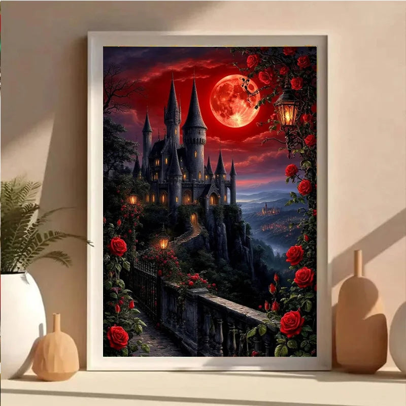 This AB 5D DIY Diamond Painting Kit Features a cartoon Christmas Castle Design and Is an Ideal Choice for Beginners.