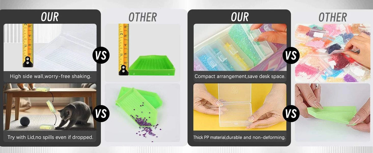 8pcs Diamond Painting Accessories Trays with Lids, Easy to Carry,2-in-1 Diamond Art Storage and Diamond Art Trays, Bead Storage