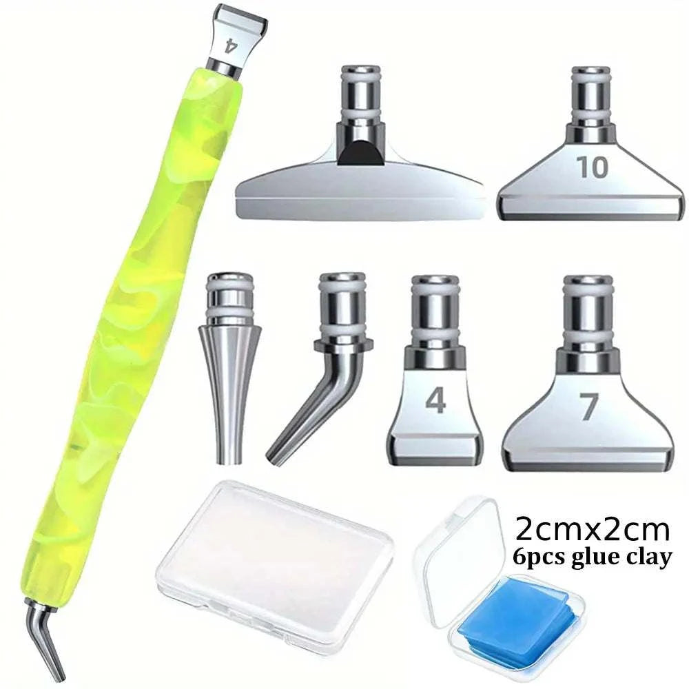 Diamond Painting Pen Accessories Tools Set Exquisite Stainless Steel Metal Pen Tips Ergonomic Art Drill 6 Painting Glue Clay DIY
