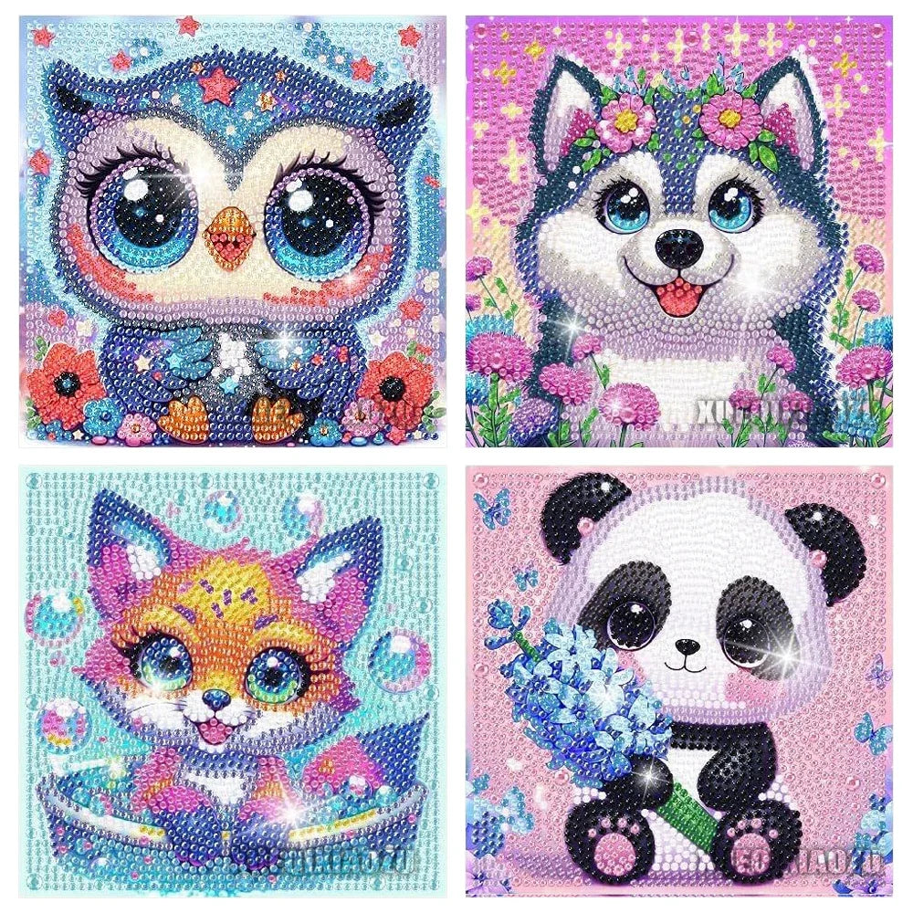 DIY Diamond Painting by Number Kits for Kids Cartoon Animal Crystal Diamond Embroidery for Up 5 Yesrs Old Children Gifts