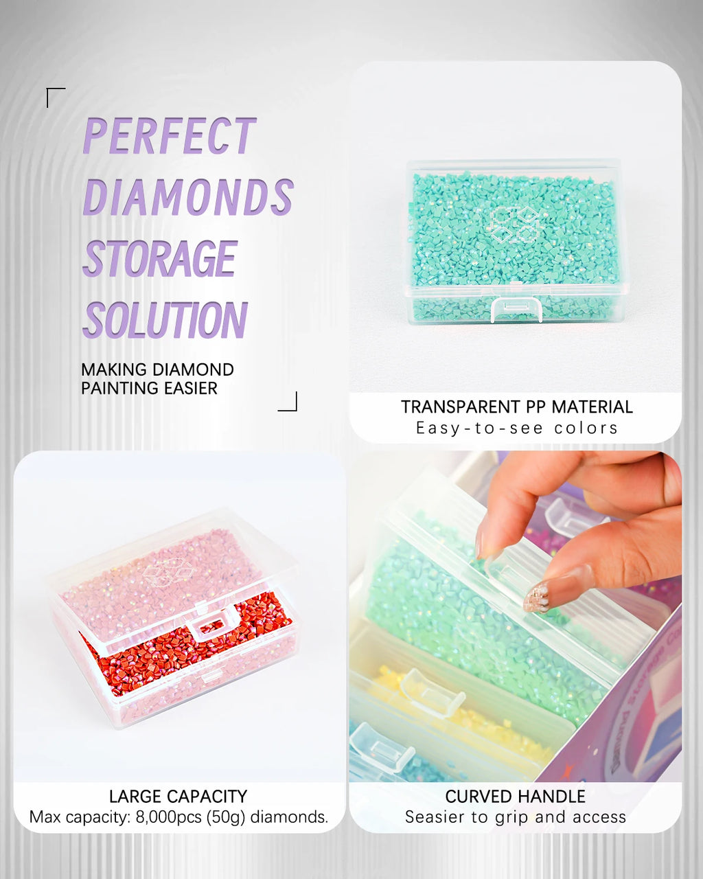 8pcs Diamond Painting Accessories Trays with Lids, Easy to Carry,2-in-1 Diamond Art Storage and Diamond Art Trays, Bead Storage