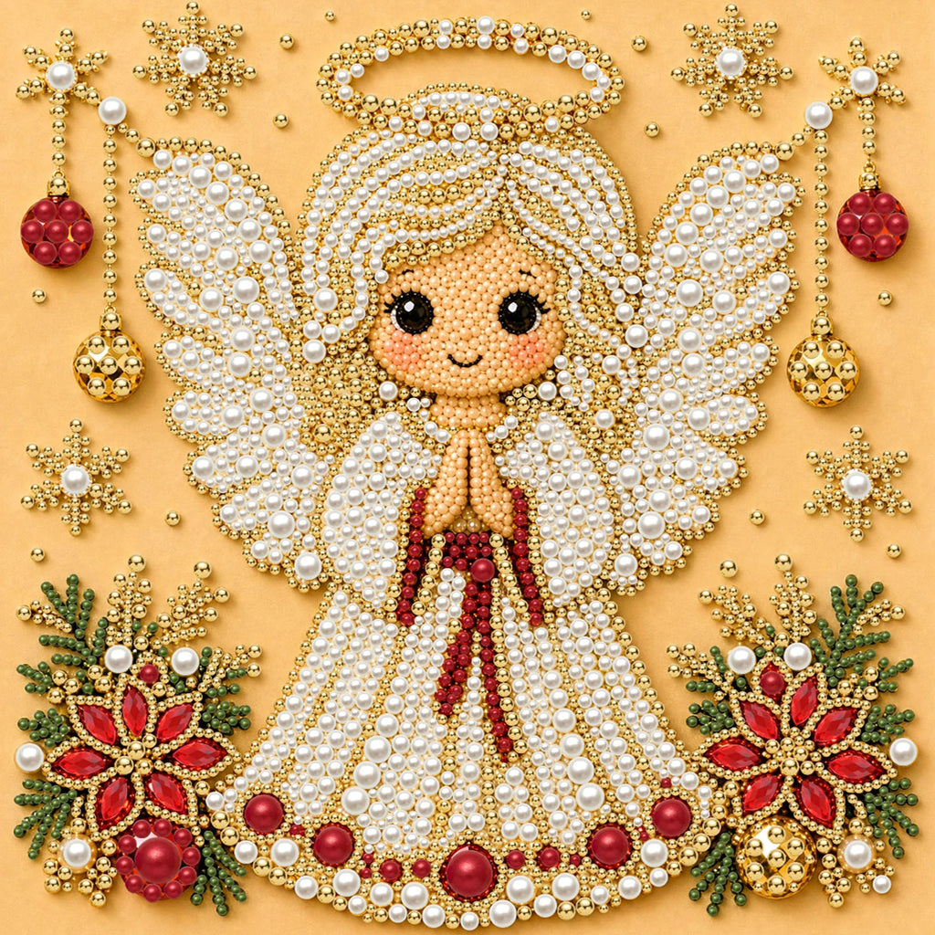 Christmas Pearl Diamond Painting Art Kit With Frame 7.87x7.87in DIY Pearl Gem Paintings Picture Arts Craft for Home Wall Decor