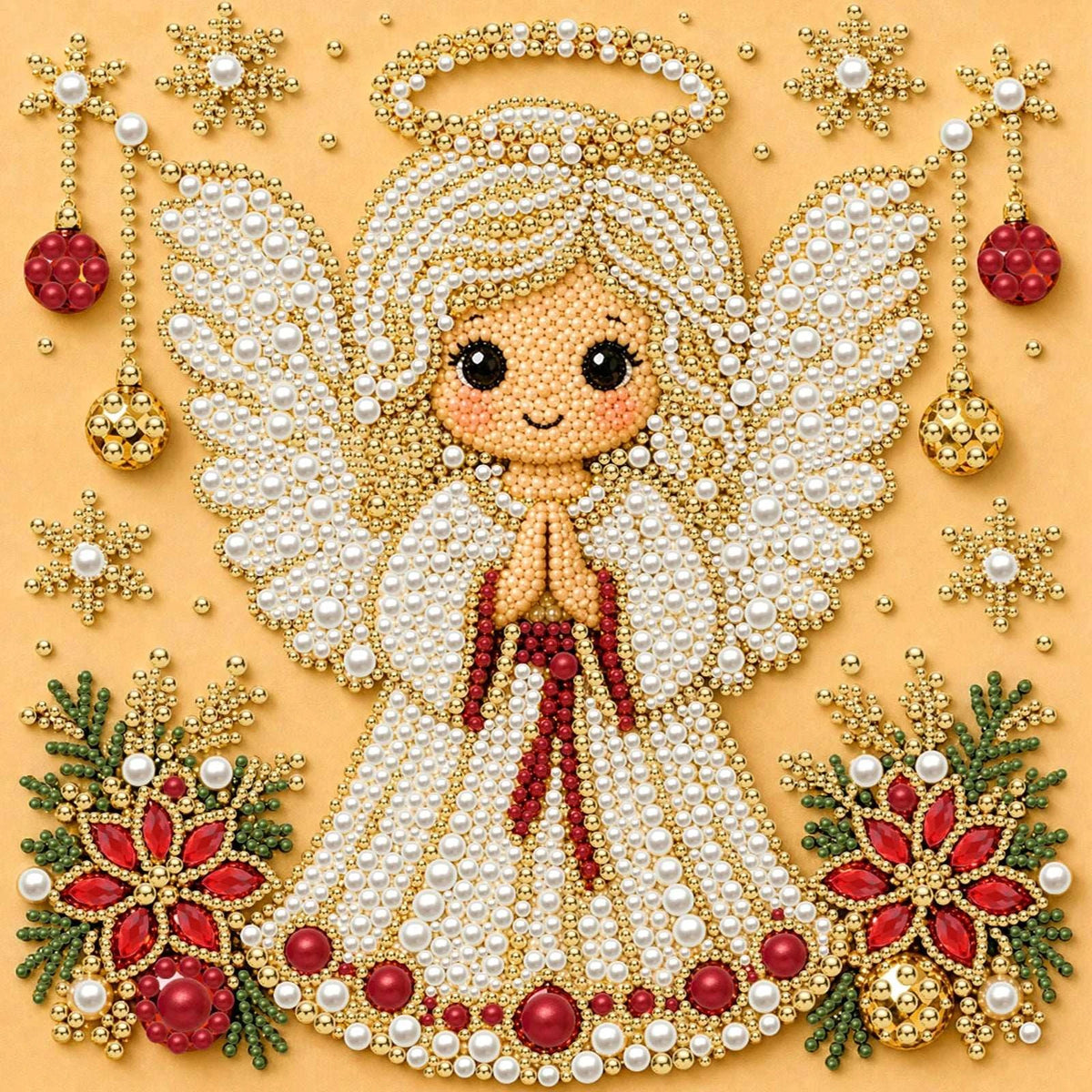 Christmas Pearl Diamond Painting Art Kit With Frame 7.87x7.87in DIY Pearl Gem Paintings Picture Arts Craft for Home Wall Decor