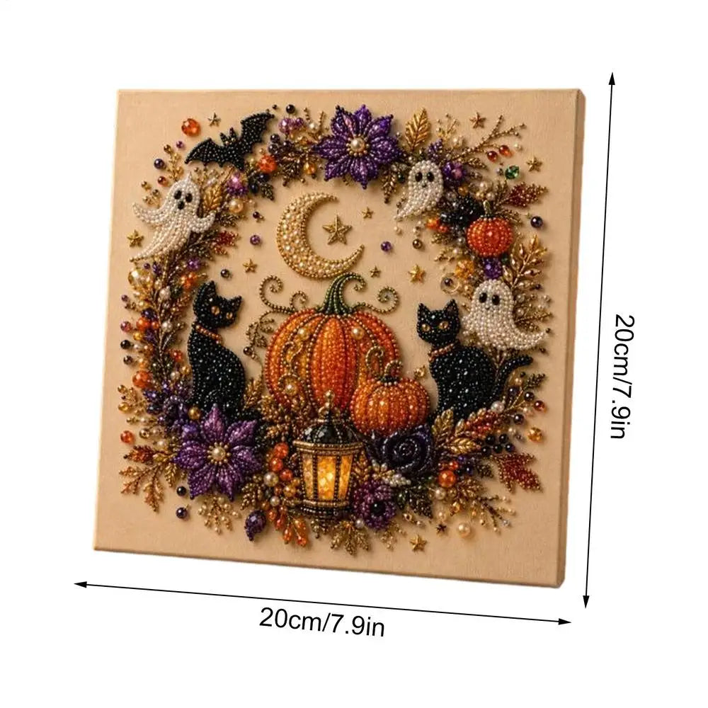 DIY Halloween Framed Diamond Art Pearl Painting Kit 7.87x7.87inch Pearl Diamond Dots Gem Art Craft Pearl Diamond Dots Painting