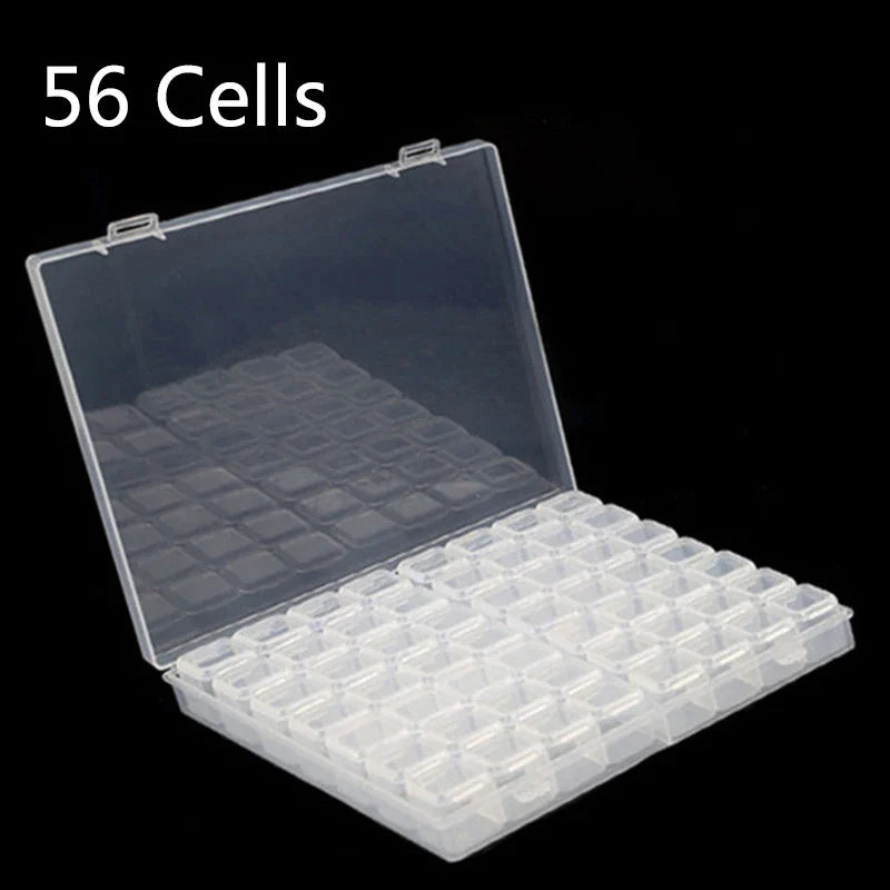 Diamond Painting Tools Sets with 64/56/42/28 Cells Plastic Storage Box Funnel Stickers etc Kit for Diamond Painting Embroidery