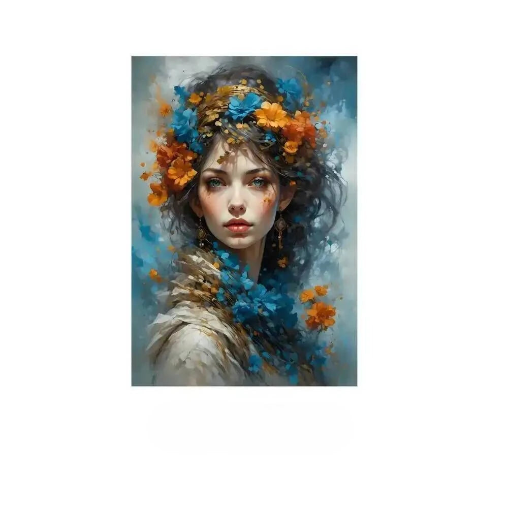 Diamond Painting Kit  Flower Art Girl 5D DIY Full Drill Diamond Art Floral Female Portrait Canvas for Bedroom or Living Decor