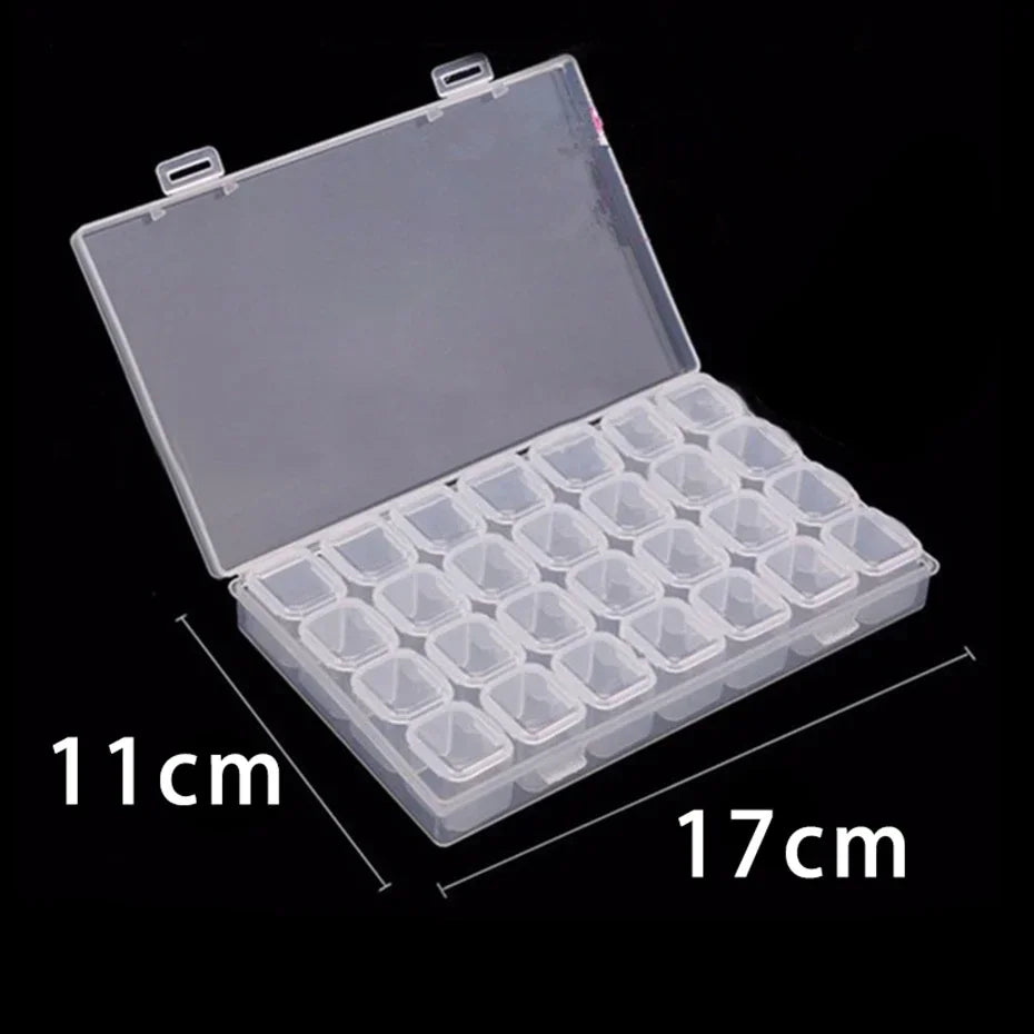 Diamond Painting Tools Sets with 64/56/42/28 Cells Plastic Storage Box Funnel Stickers etc Kit for Diamond Painting Embroidery