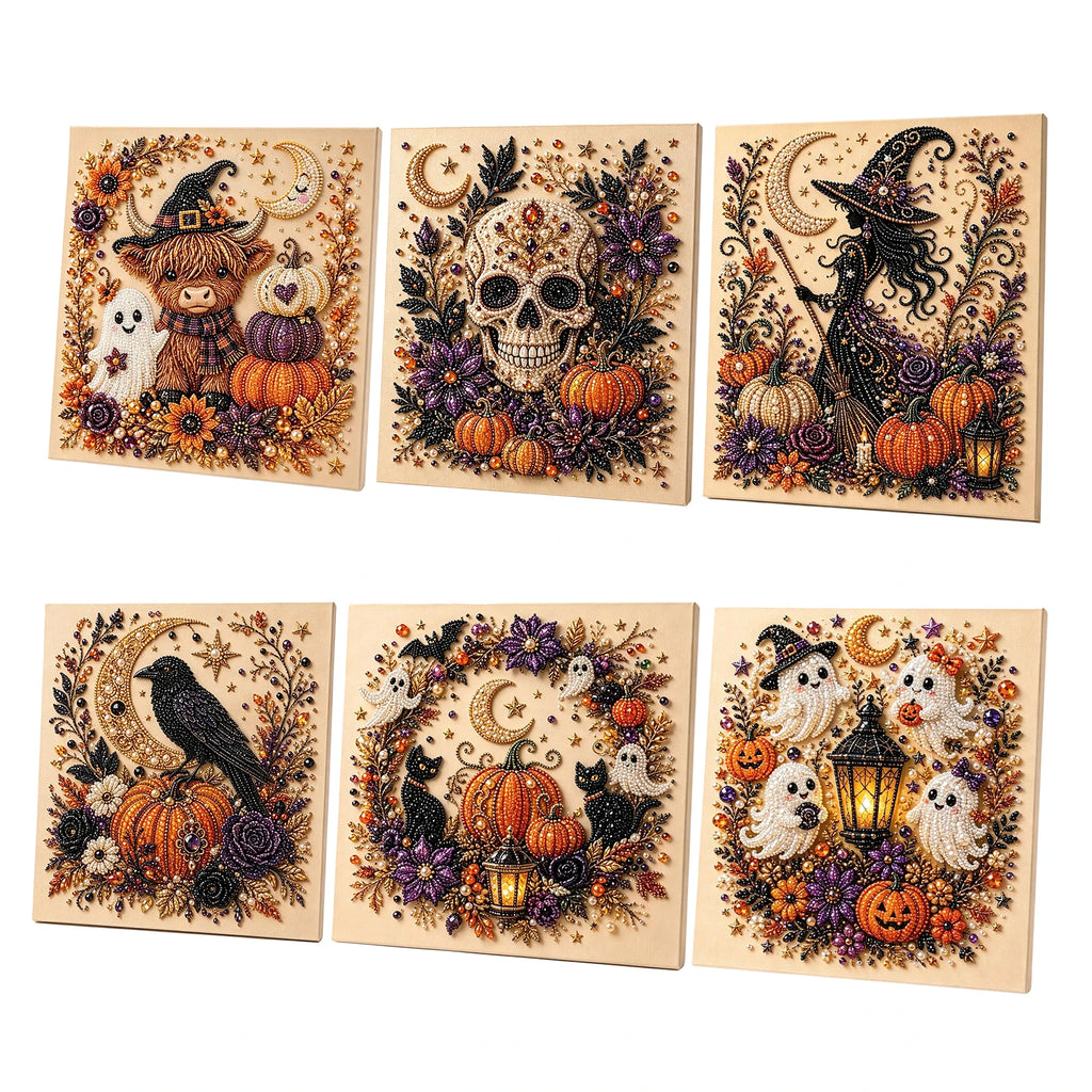 DIY Halloween Framed Diamond Art Pearl Painting Kit 7.87x7.87inch Pearl Diamond Dots Gem Art Craft Pearl Diamond Dots Painting