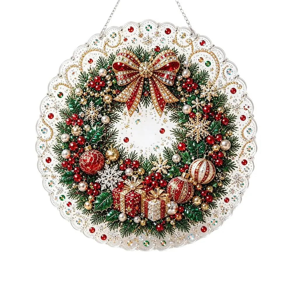 Pearl Diamond Painting Suncatcher Kit Diy Craft Acrylic Round Board With Lace Edge Pearl Beads Craft Christmas Diamond Painting