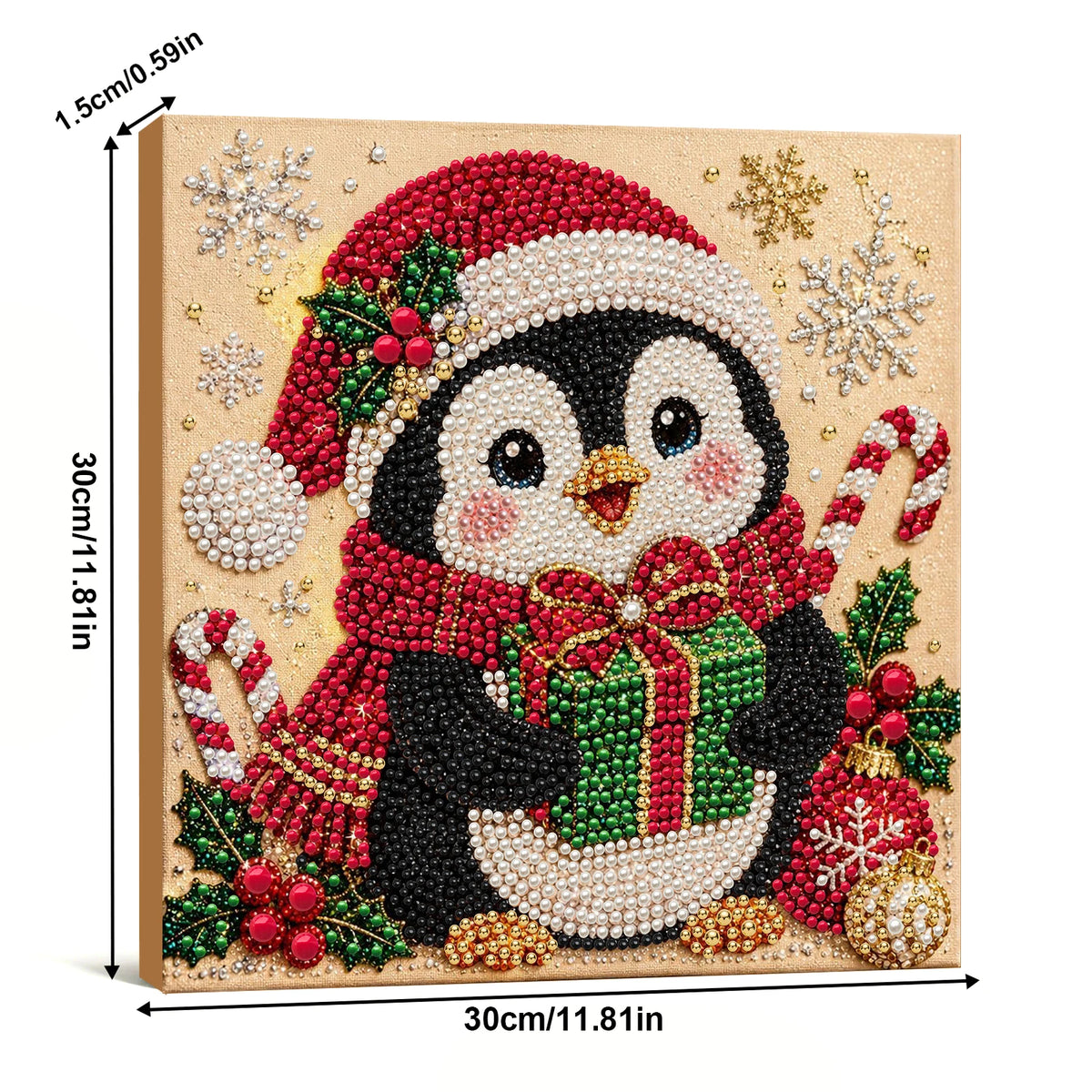 Christmas Pearl Diamond Painting Art Kit With Frame DIY Gemstone Diamond Dots Beads Craft Set Home Wall Art Decor Handmade Gift