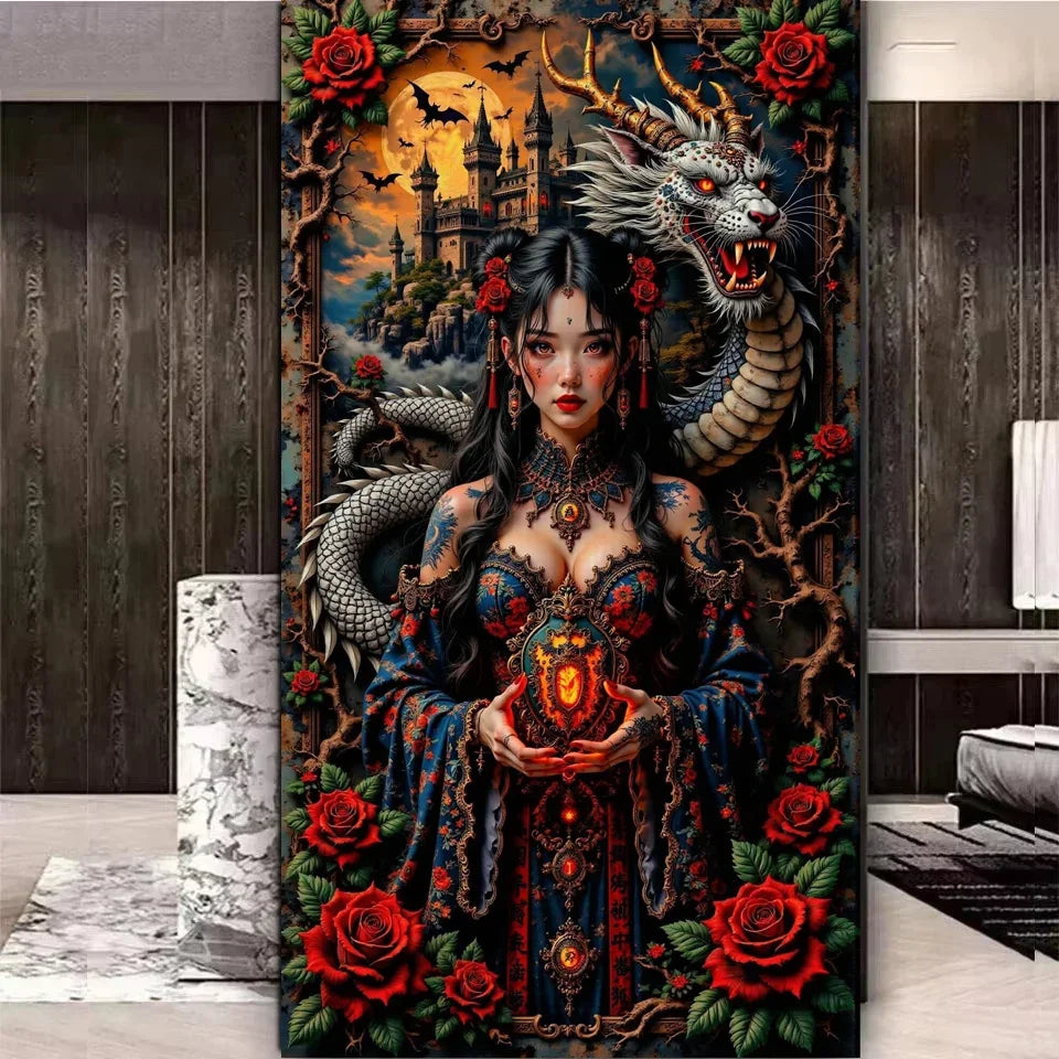 Dragon And Woman diy Diamond Painting Kits for Adults,Diamond Art For Beginner,Full Diamond Mosaic For Decor Gift Big Size