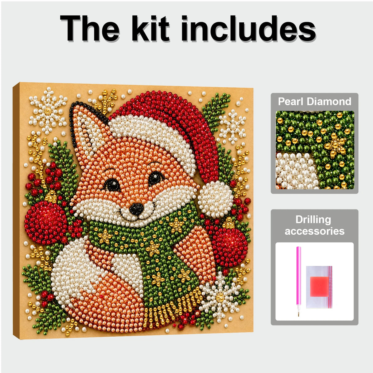 Christmas Pearl Diamond Painting Art Kit With Frame 7.87x7.87in DIY Pearl Gem Paintings Picture Arts Craft for Home Wall Decor