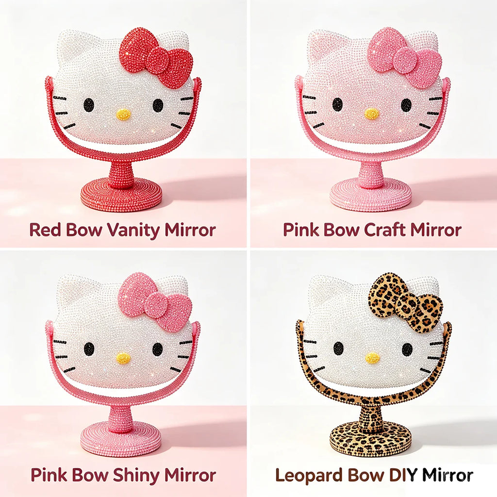 DIY Diamond Painting Kit Featuring My Melody Hello Kitty Kuromi - Cartoon Characters with Built-in Makeup Mirror for Home Decor