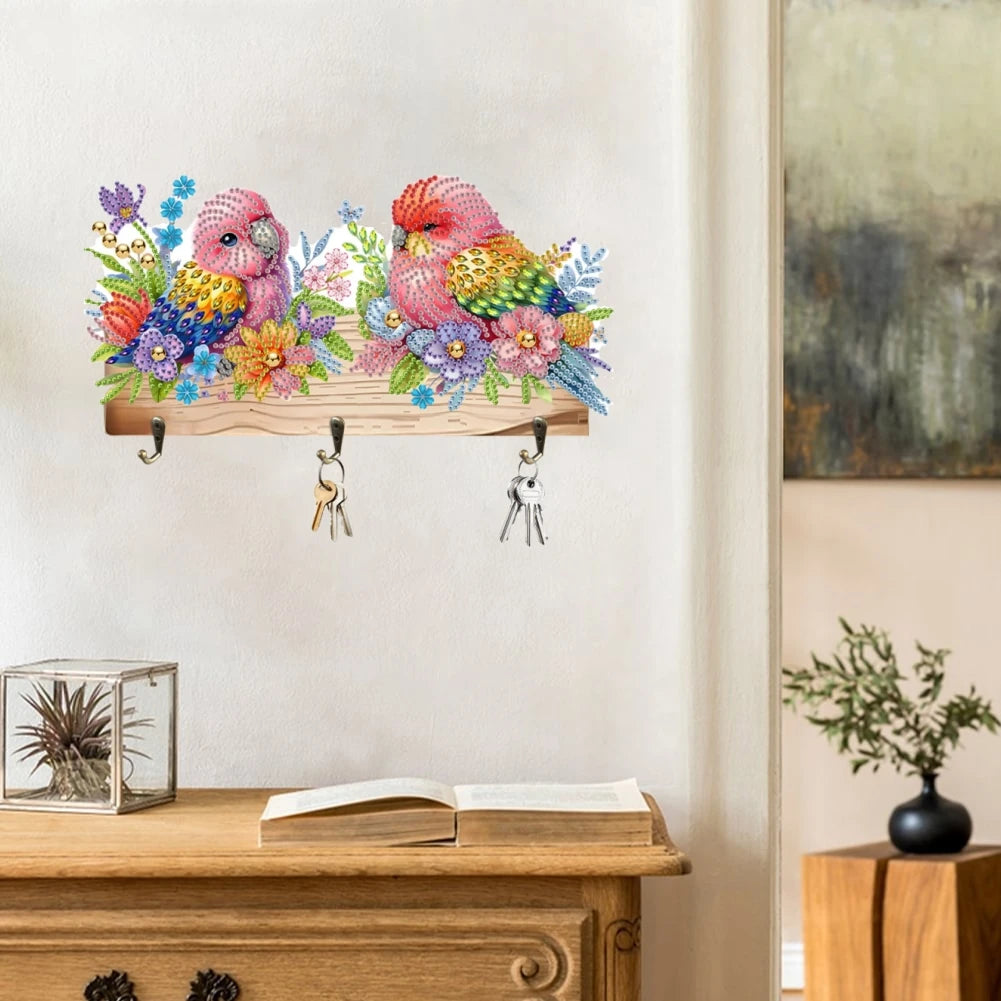 DIY Animal Diamond Painting Kit with Wooden Hanger And 3 Wall Hooks for Display Artwork Home Decor Craft Kit