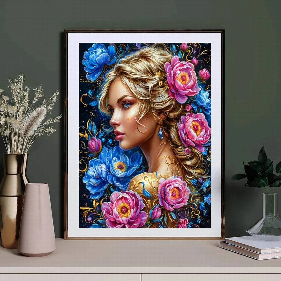 Diy Diamond Painting Kits New Collection Flower Woman Full Mosaic Art Rhinestone Embroidery Beautiful Girl Picture Wall Decor