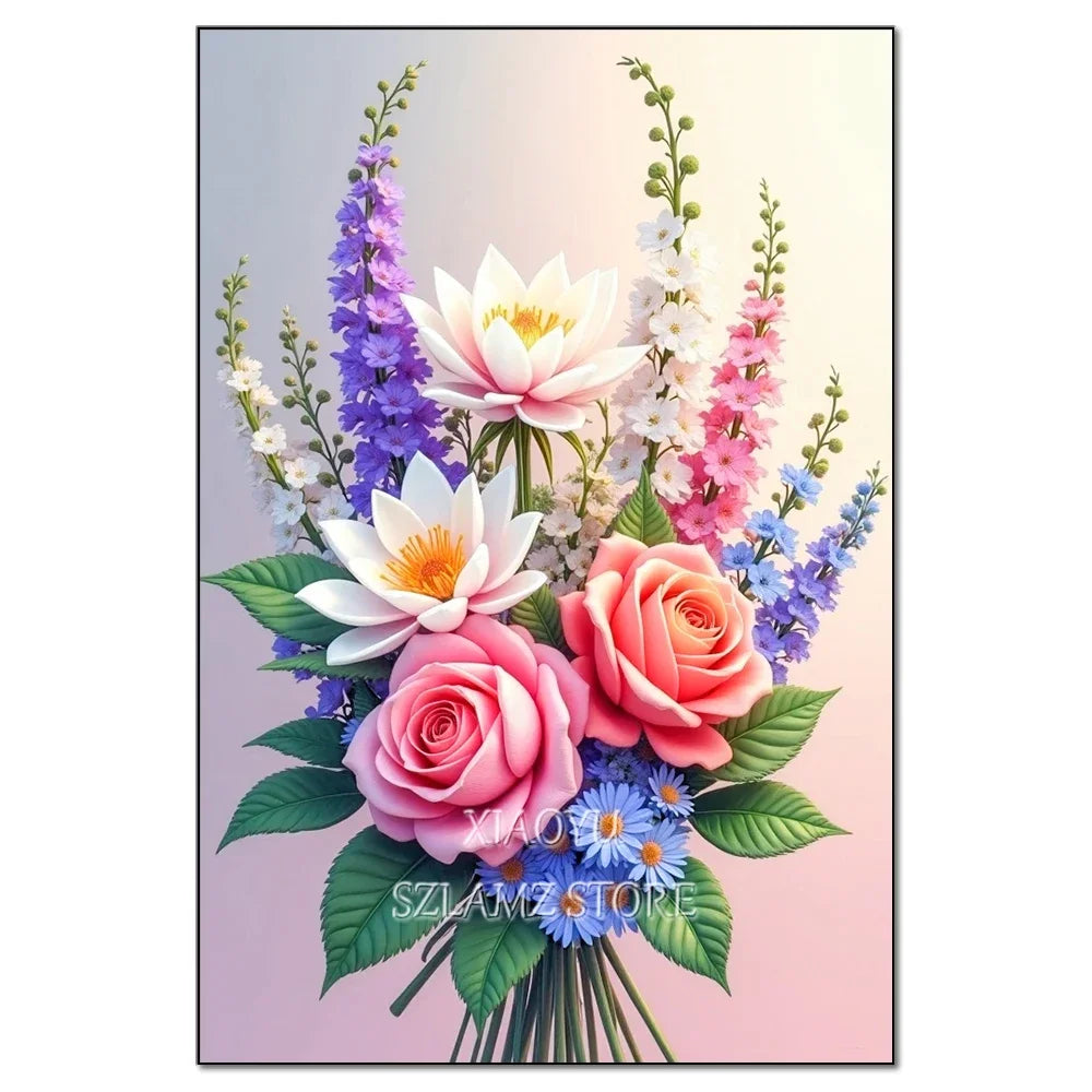 Large Size Bouquet Diamond Painting Kit Flower Diamond Mosaic Embroidery Cross Stitch Kit Art DIY Home Decor Gift