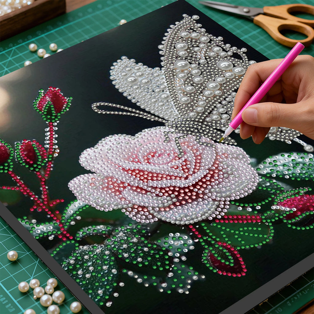 Diamond Dots Pearl Gem Painting with Frame 25x25cm Diamond Art Pearl Painting Kit for Adults & Beginners Home Wall Decor
