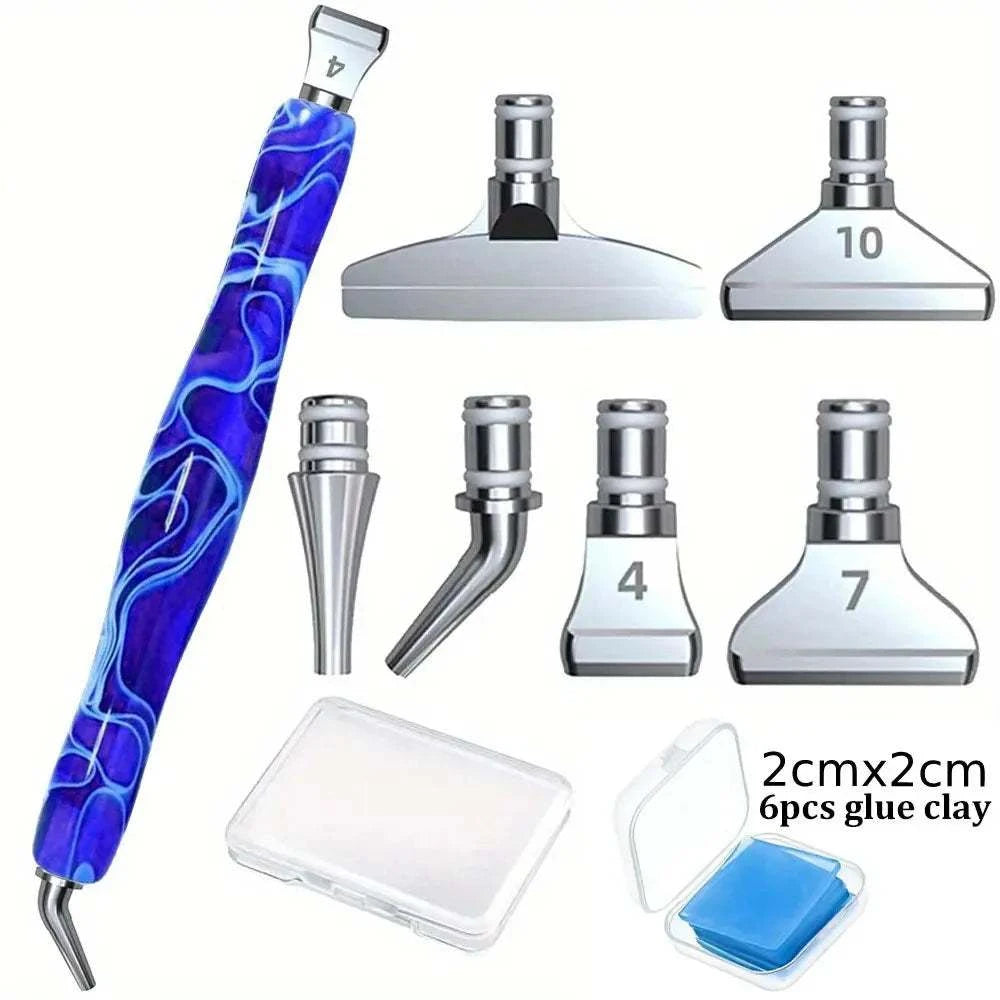 Diamond Painting Pen Accessories Tools Set Exquisite Stainless Steel Metal Pen Tips Ergonomic Art Drill 6 Painting Glue Clay DIY