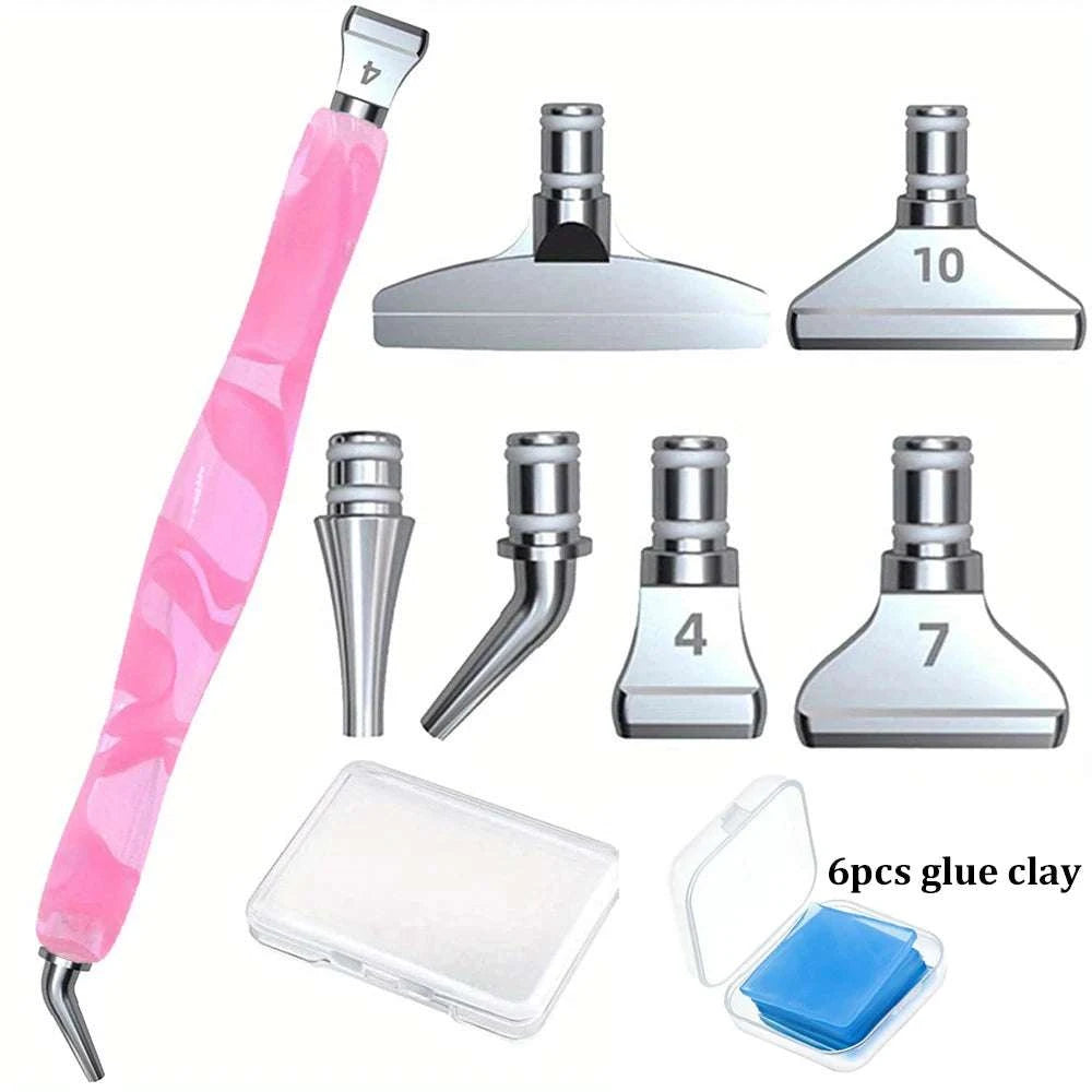 Diamond Painting Pen Accessories Tools Set Exquisite Stainless Steel Metal Pen Tips Ergonomic Art Drill 6 Painting Glue Clay DIY