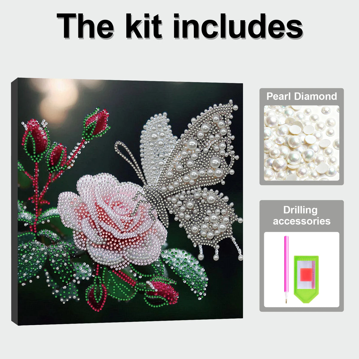 Diamond Dots Pearl Gem Painting with Frame 25x25cm Diamond Art Pearl Painting Kit for Adults & Beginners Home Wall Decor