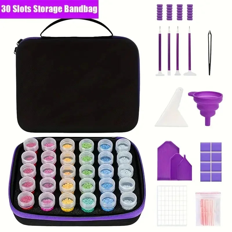 Diamond painting storage set, diamond painting storage container tool kit box, including various accessories and tools