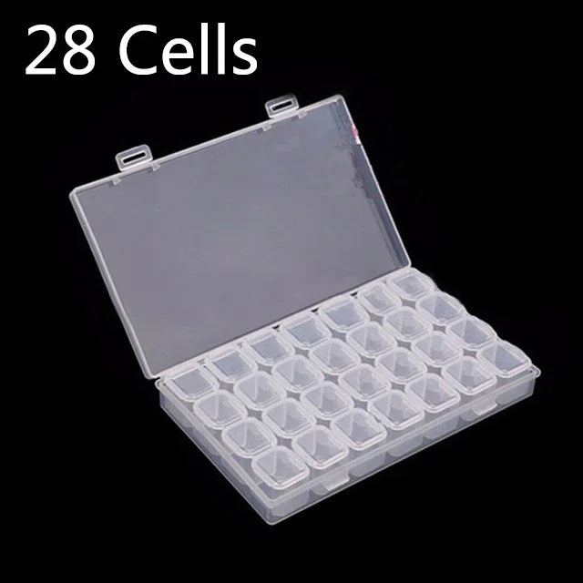 Diamond Painting Tools Sets with 64/56/42/28 Cells Plastic Storage Box Funnel Stickers etc Kit for Diamond Painting Embroidery