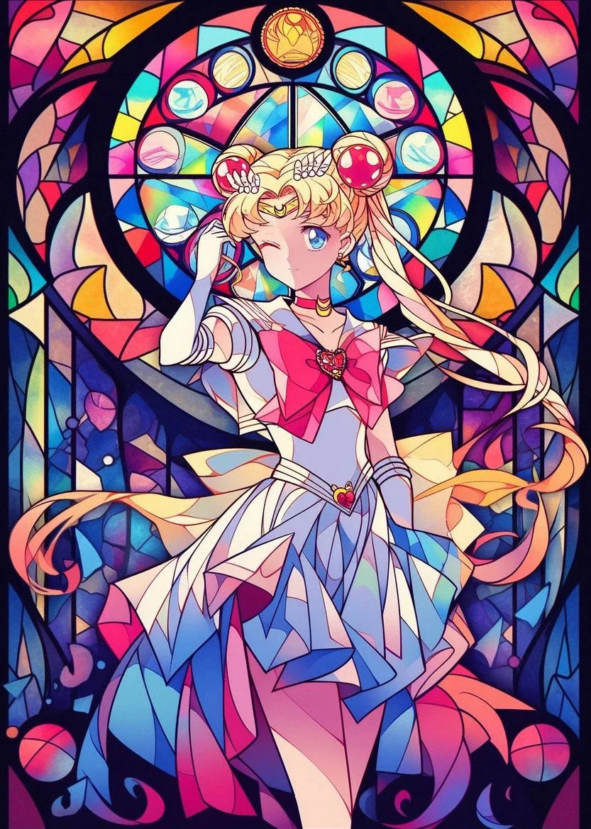 5D DIY Diamond Painting Kit Beauty Girl Warrior Moon Japanese Anime Cross Embroidery Handmade Embroidered Mosaic Art Gift