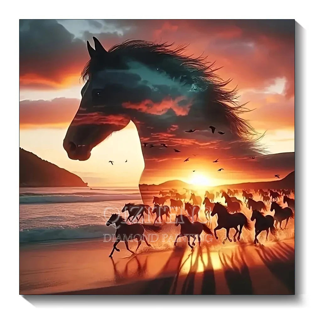Diamond Painting Sunset Elephant Handmade 5D Diy Full Kits Diamond Mosaic Reflection Art Kit Handmade Home Decor New Arrivals