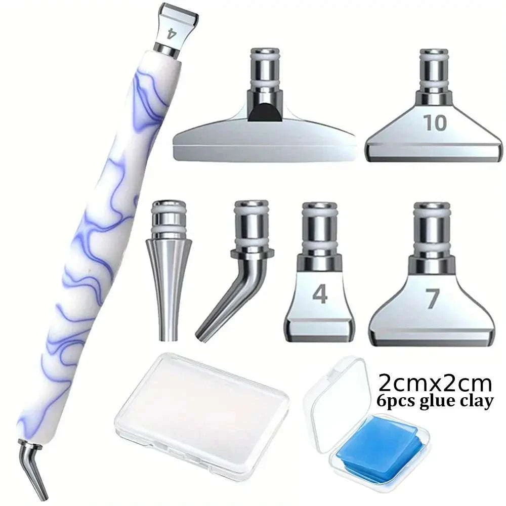 Diamond Painting Pen Accessories Tools Set Exquisite Stainless Steel Metal Pen Tips Ergonomic Art Drill 6 Painting Glue Clay DIY