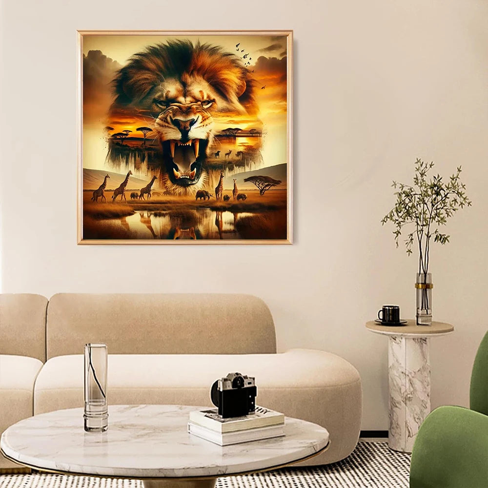 Diamond Painting Sunset Elephant Handmade 5D Diy Full Kits Diamond Mosaic Reflection Art Kit Handmade Home Decor New Arrivals