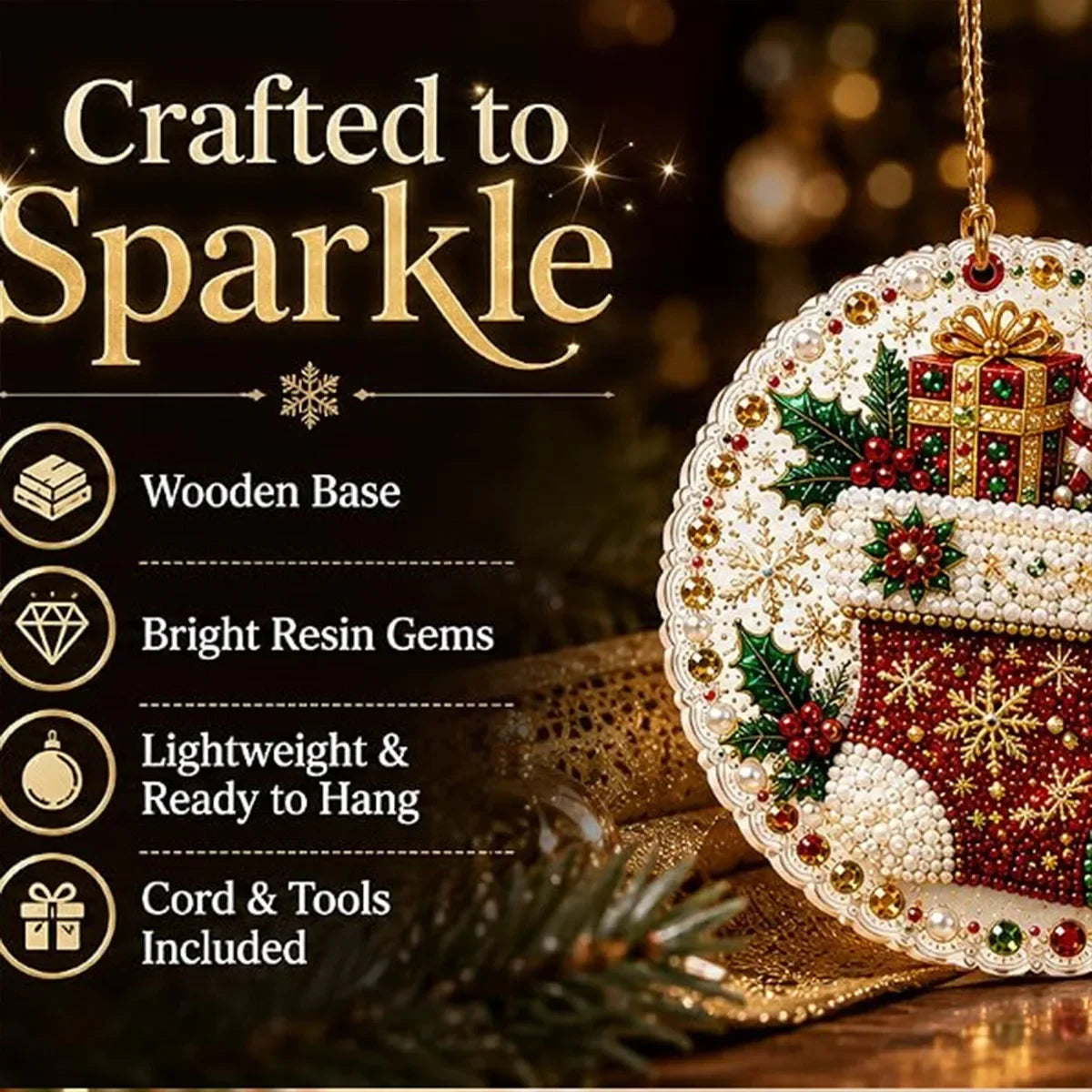 6-piece Christmas Pearl Diamond Painting DIY Kit Diamond Art Hanging Pendant Christmas Tree Decoration Handmade Crafts Gift