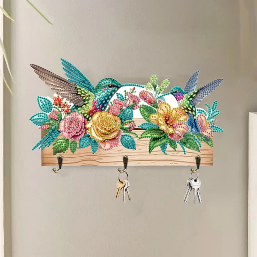 DIY Animal Diamond Painting Kit with Wooden Hanger And 3 Wall Hooks for Display Artwork Home Decor Craft Kit