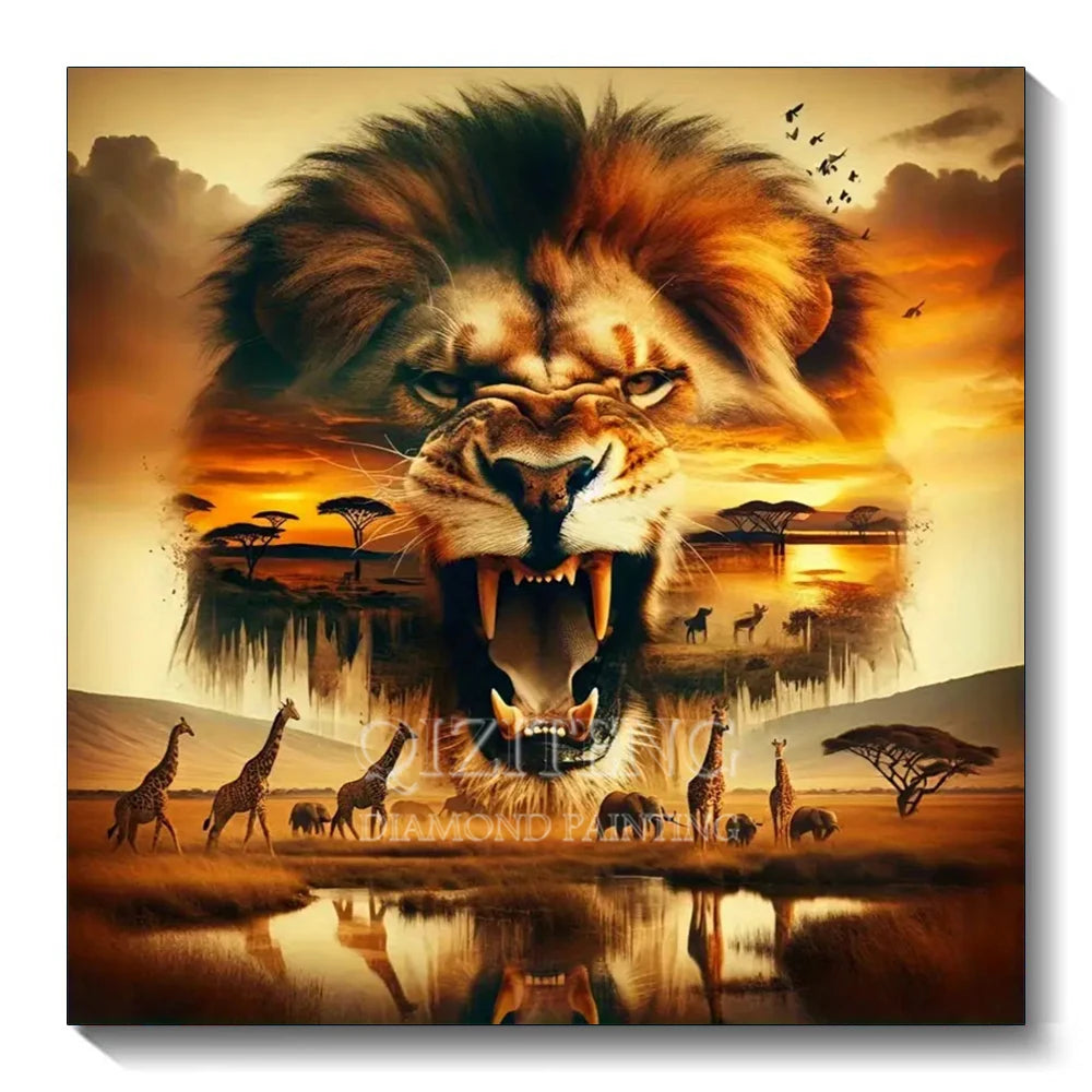 Diamond Painting Sunset Elephant Handmade 5D Diy Full Kits Diamond Mosaic Reflection Art Kit Handmade Home Decor New Arrivals