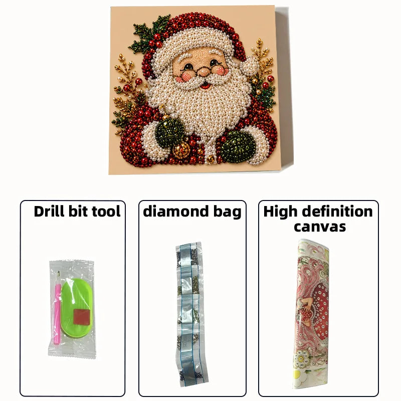 Christmas Pearl Painting Art Kit With Frame, DIY Pearl Art Craft Kit Diamond Dots Beads Handmade Painting For Home Decor Items