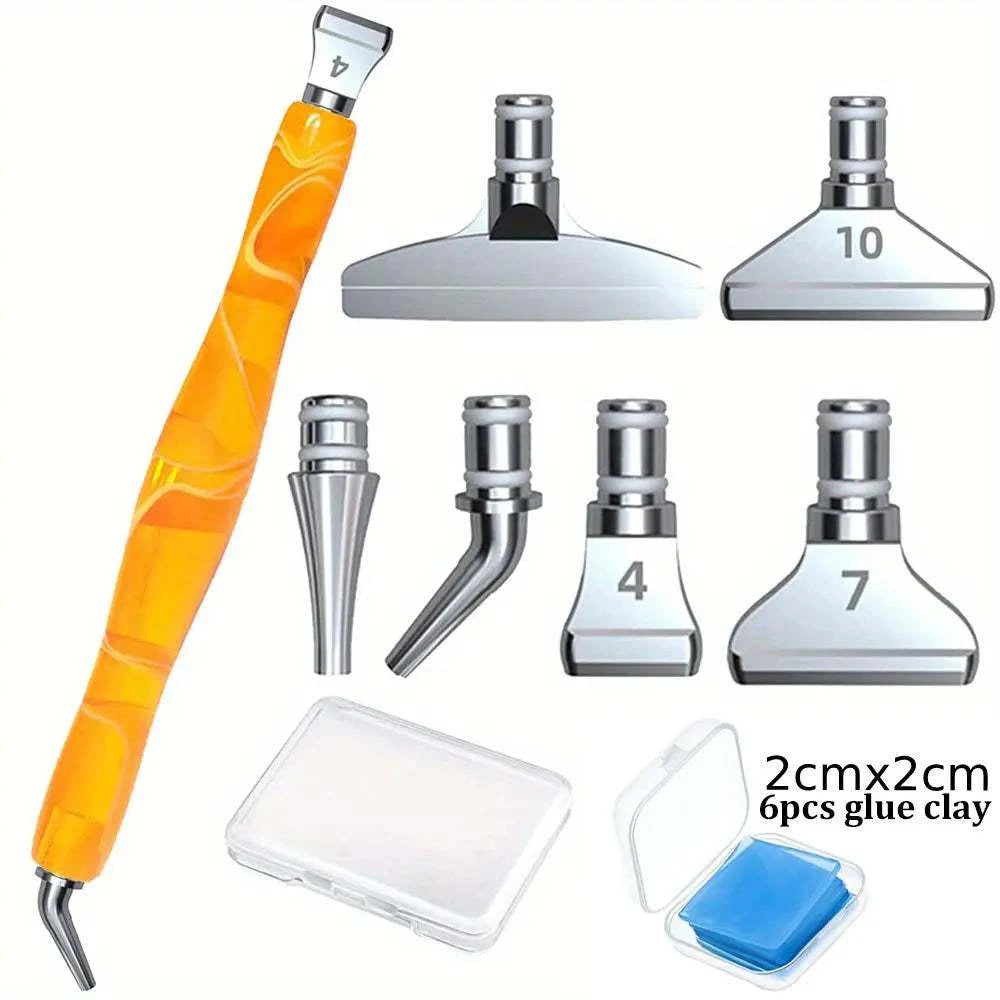 Diamond Painting Pen Accessories Tools Set Exquisite Stainless Steel Metal Pen Tips Ergonomic Art Drill 6 Painting Glue Clay DIY
