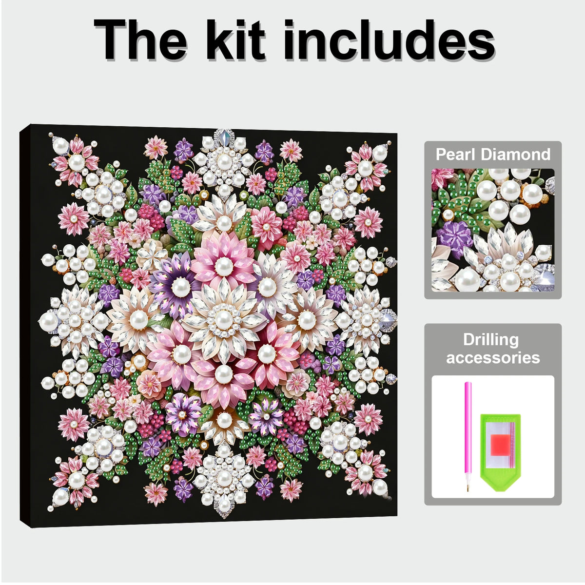 DIY Pearl Art Painting Set with Frame 9.84x9.84in Diamond Art Pearl Painting Kit for Adults Beginners Gift Idea Home Wall Decor